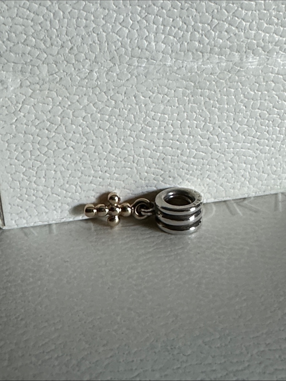 Pandora great shape dangle cross two tone 14k gold sterling silver 925 ale charm